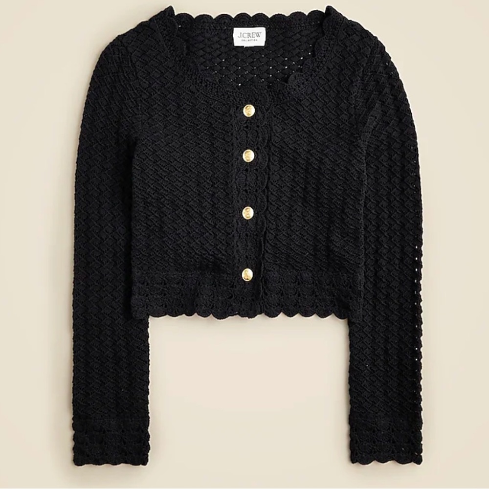 Crochet cropped cardigan sweater